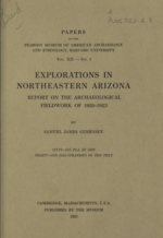 Explorations in Northeastern Arizona: Report on the Archaeological Fieldwork of 1920–1923