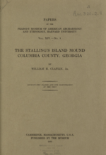 The Stalling’s Island Mound, Columbia County, Georgia