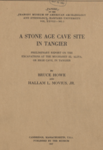 A Stone Age Cave Site in Tangier: Preliminary Report on the Excavations at the Mugharet El ‘Aliya, or High Cave, in Tangier
