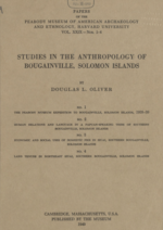Studies in the Anthropology of Bougainville, Soloman Islands