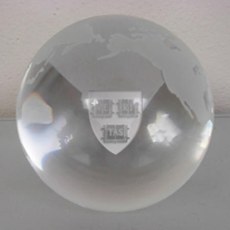 LR Paris Glass globe paperweight