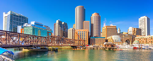 Stock photo of the skyline of the city of Boston, Massachusetts. Specifically, the downtown Boston area.