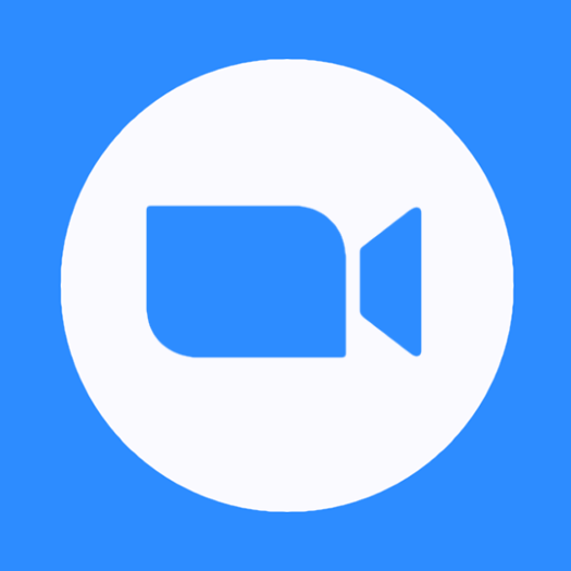 Zoom logo featuring a blue video camera on a white circle over a blue background