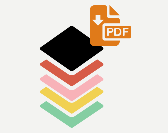 illustration of 5 levels and a pdf download icon