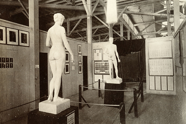 male and female nude stadues at 1893 world's fair.