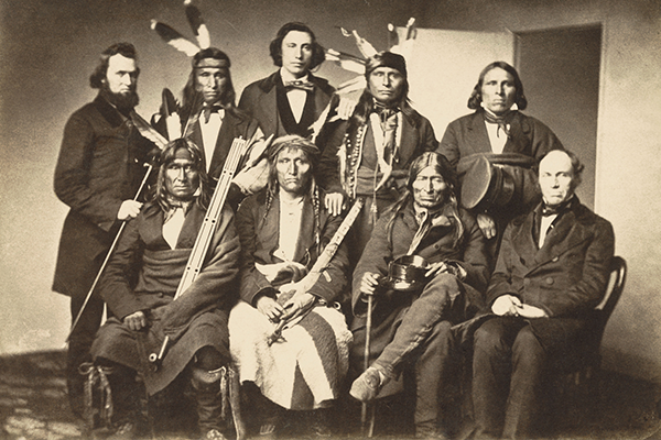 Group photo of Dakota delegation, New York City, 1858.