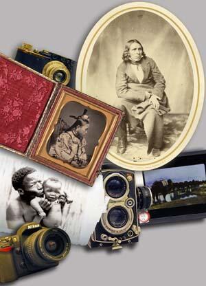 collage of daguerreotypes and modern photos.
