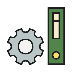 textbook icon with gear