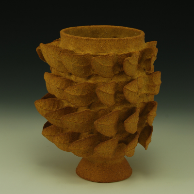 ceramic vessel with pinched leaf exterior by Paul Briggs