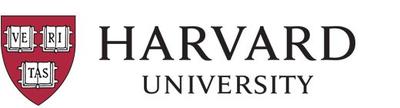 Harvard University logo featuring black, serif text and a red shield emblem