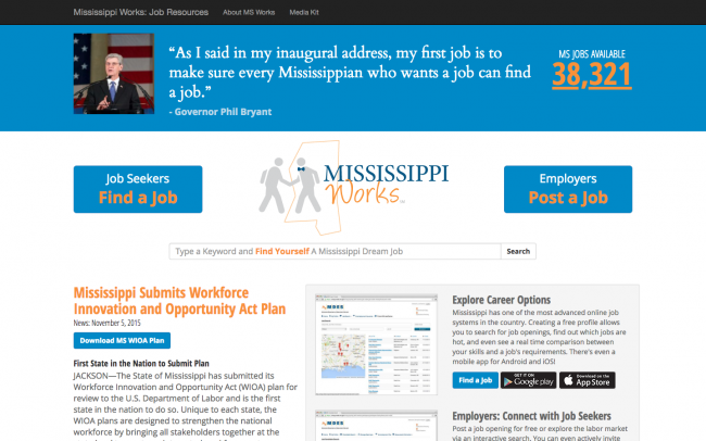 Screenshot of MS Works with links to post and search for jobs