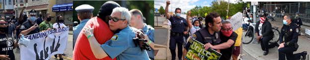 Collage of photos of police brutality protests across the US