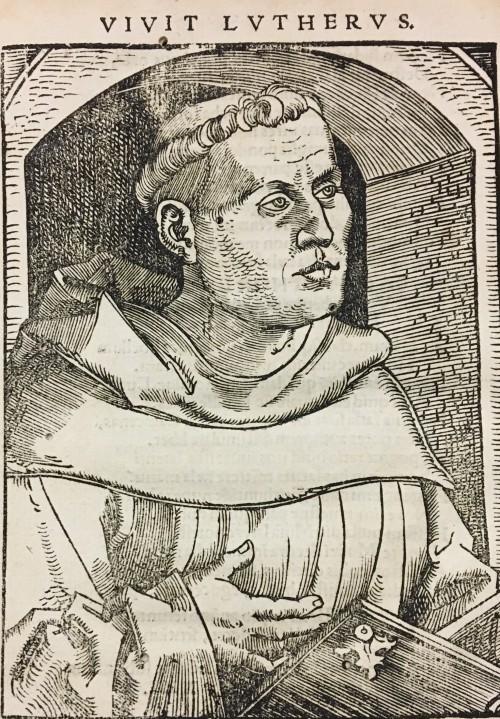 16th century woodcut portrait of Martin Luther as a young monk