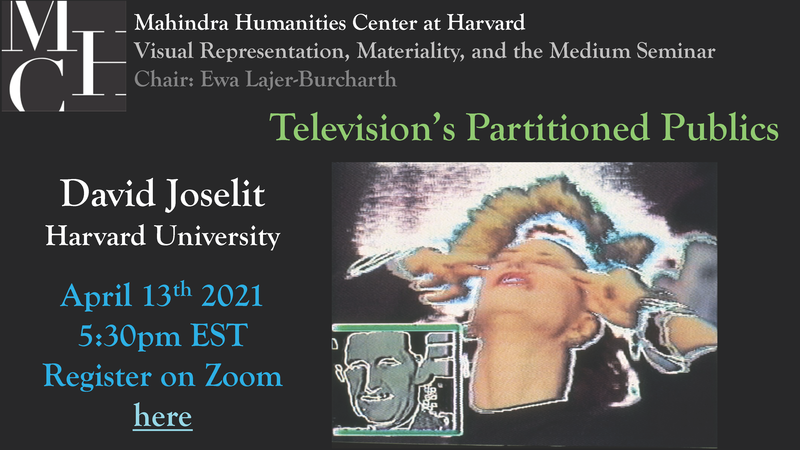 David Joselit "Television's Partitioned Publics" lecture poster