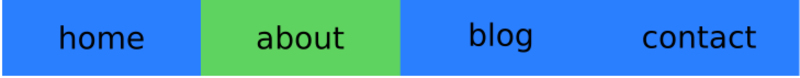 Menu of four links. All are blue with black text except the second which is green.