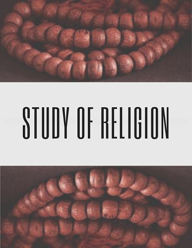 Study of Religion title with red Buddhist prayer beads images