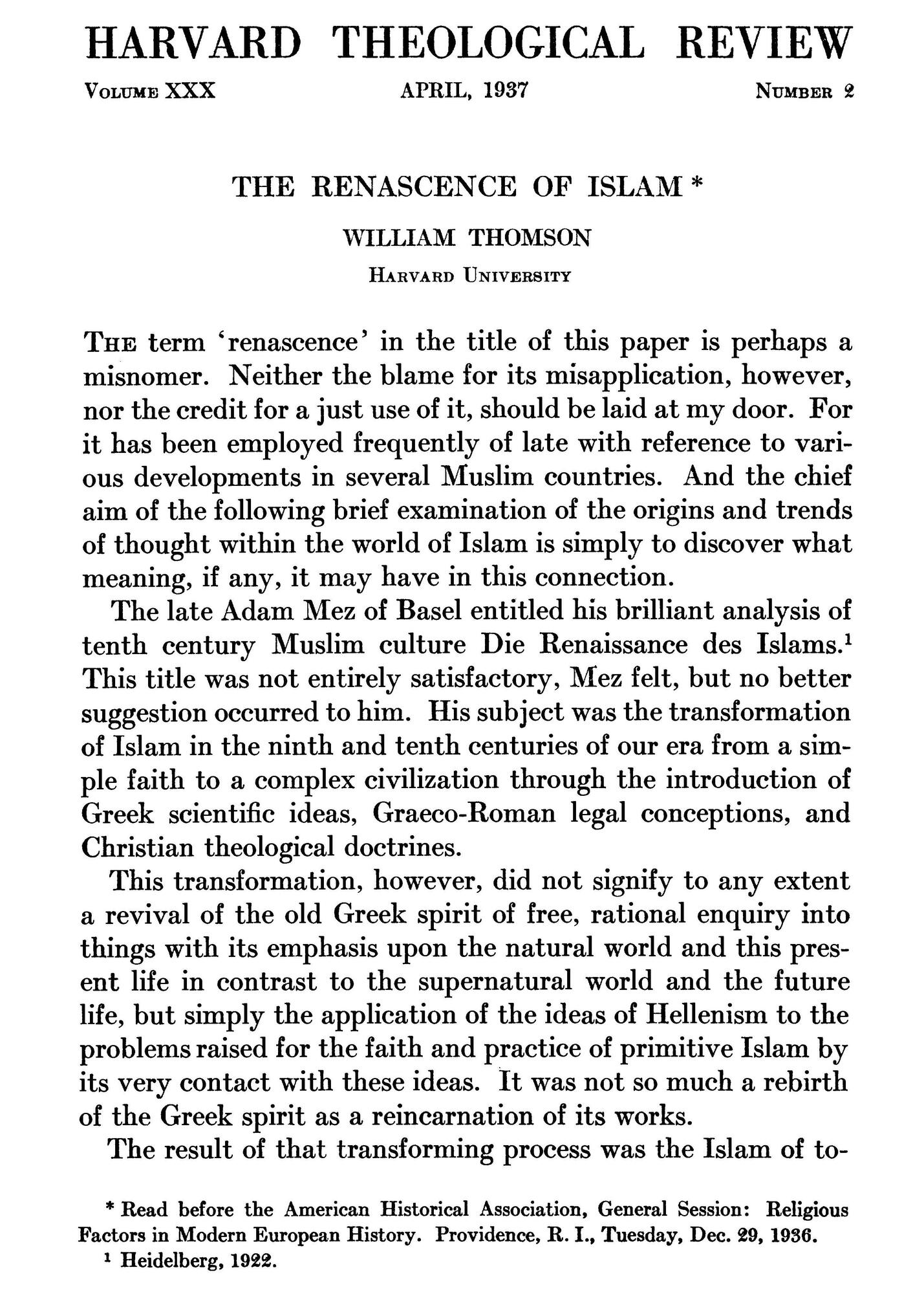 "The Renascence of Islam" by William Thomson