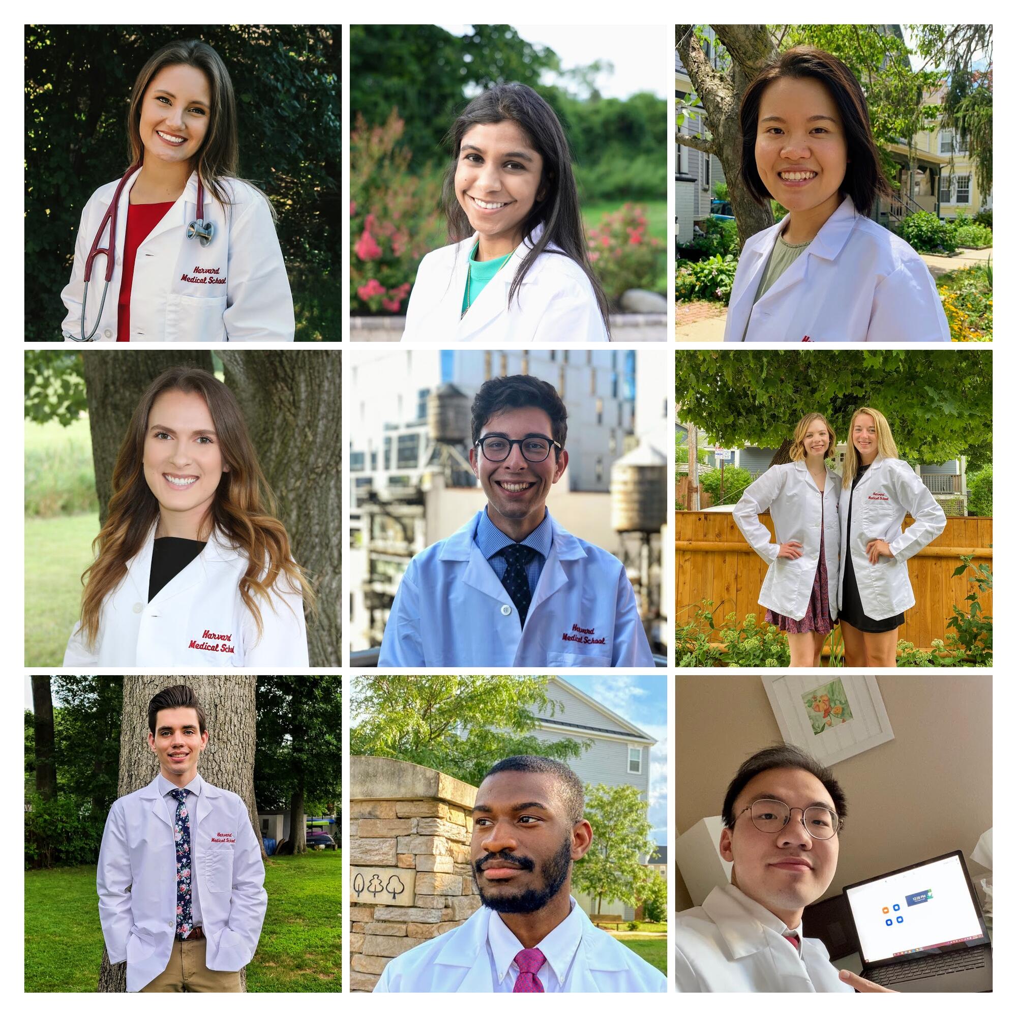 collage of students in white medical coats