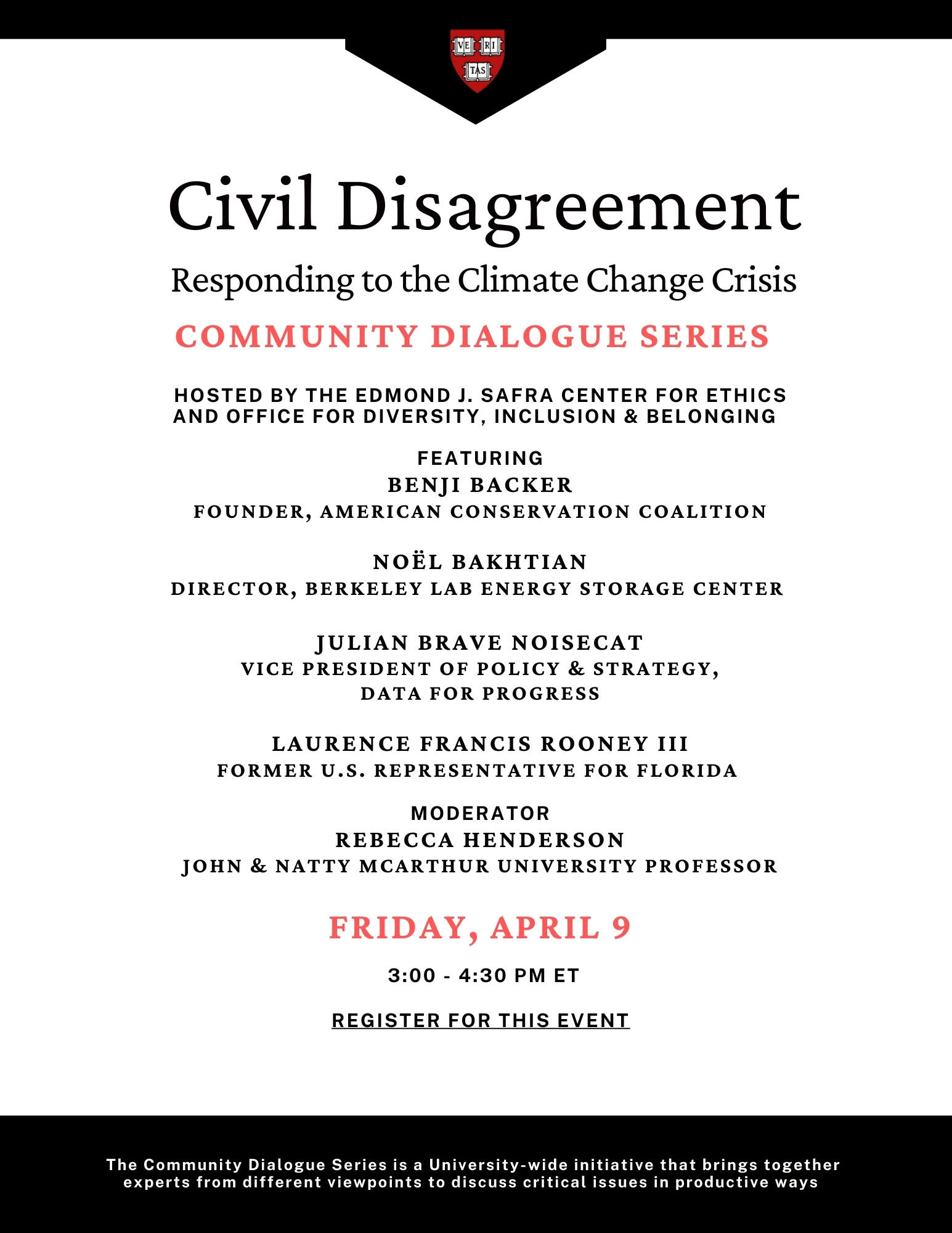 Civil Disagreement: Responding to Climate Change on April 9th