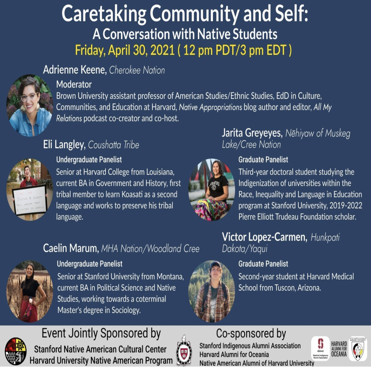 Caretaking Community and Self event flyer featuring panel of speakers.
