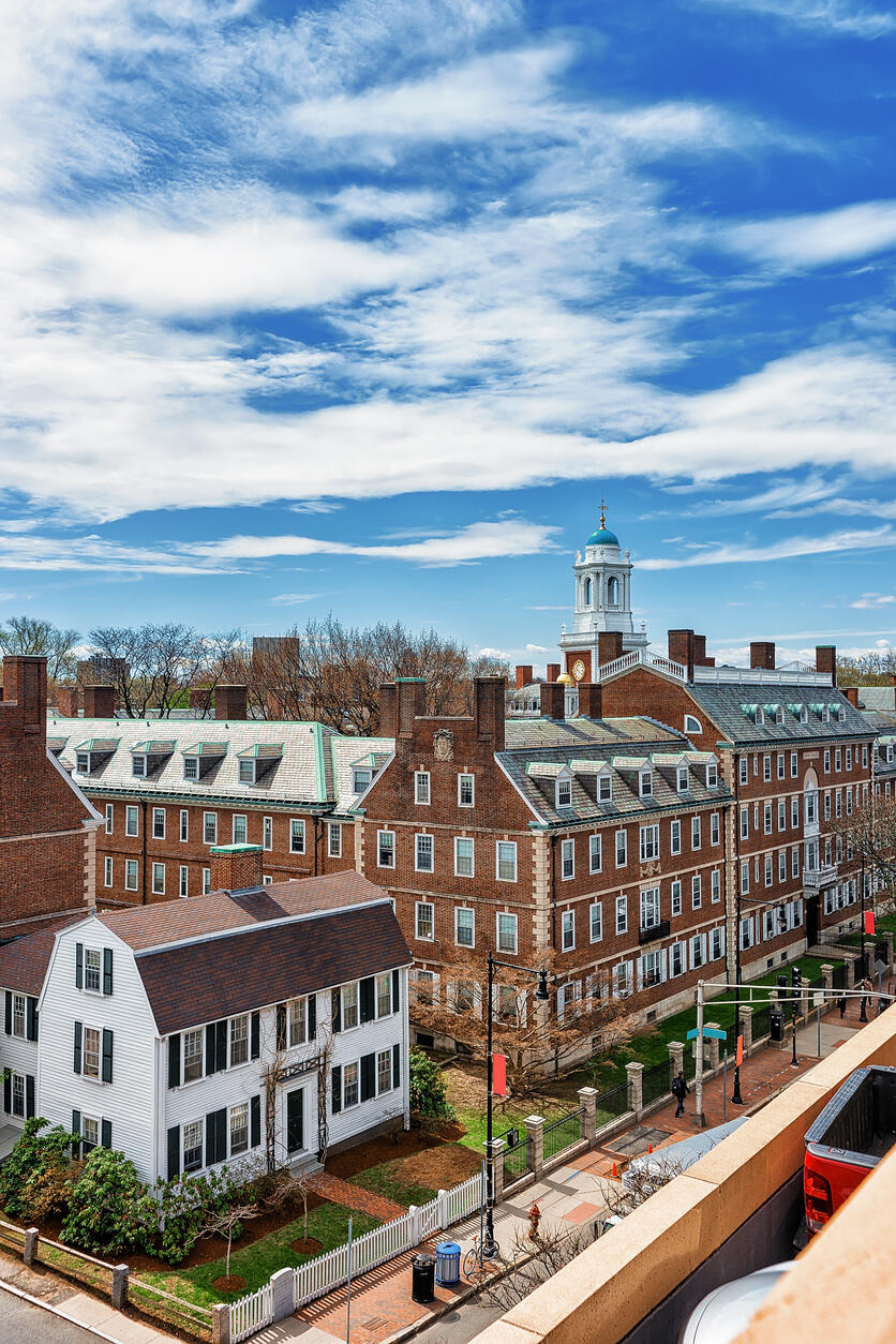 Aerial photo of Harvard buildings