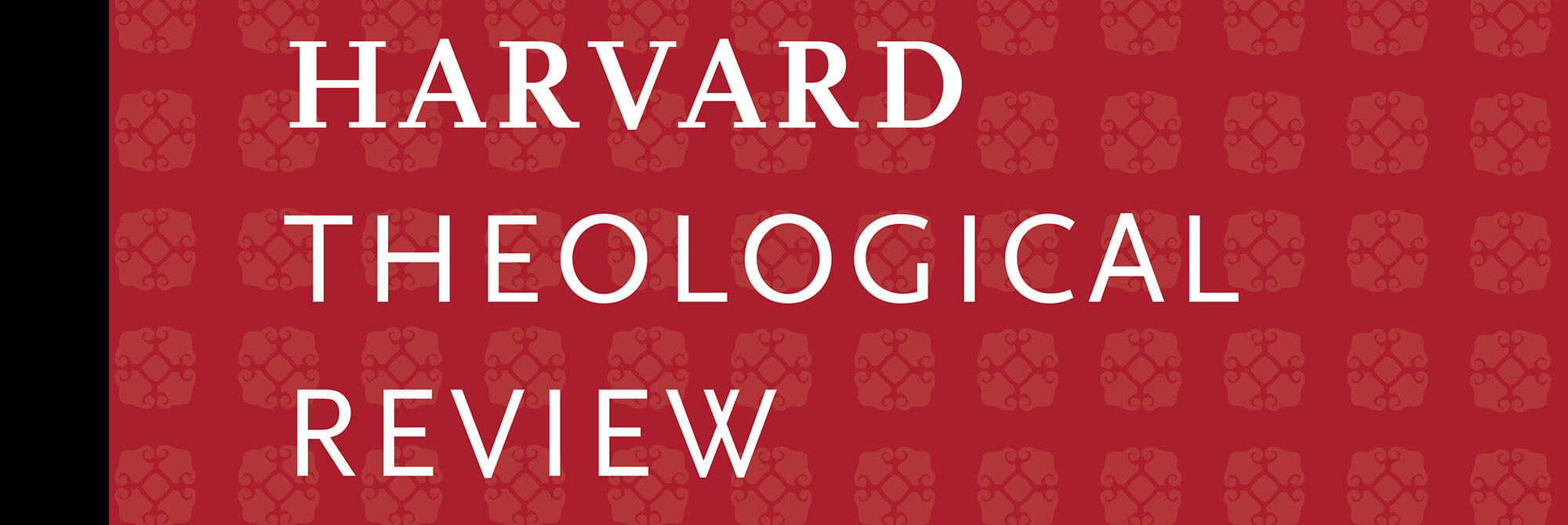 Harvard Theological Review logo one a red patterned background
