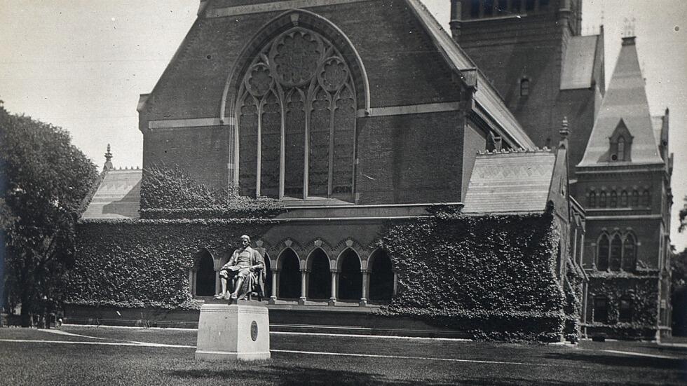 Memorial Hall and the John Harvard Statue, 1903