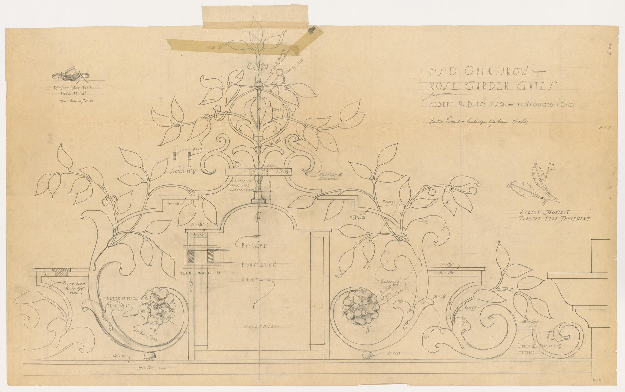 Pencil drawing of a garden gate
