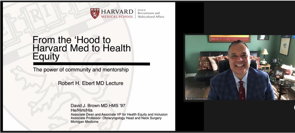 David Brown, MD,  on right with slide from Ebert lecture 2021