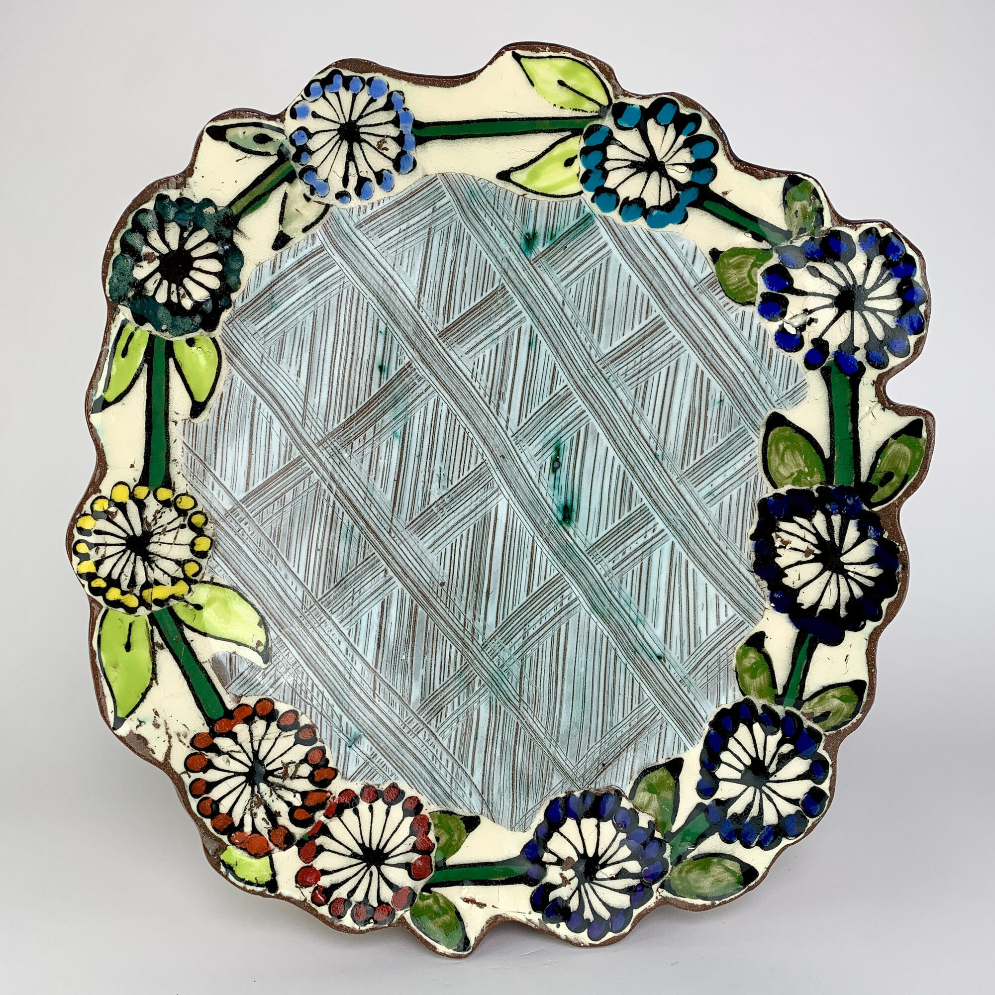Ceramic Platter with flowers by Arthur Halvorsen