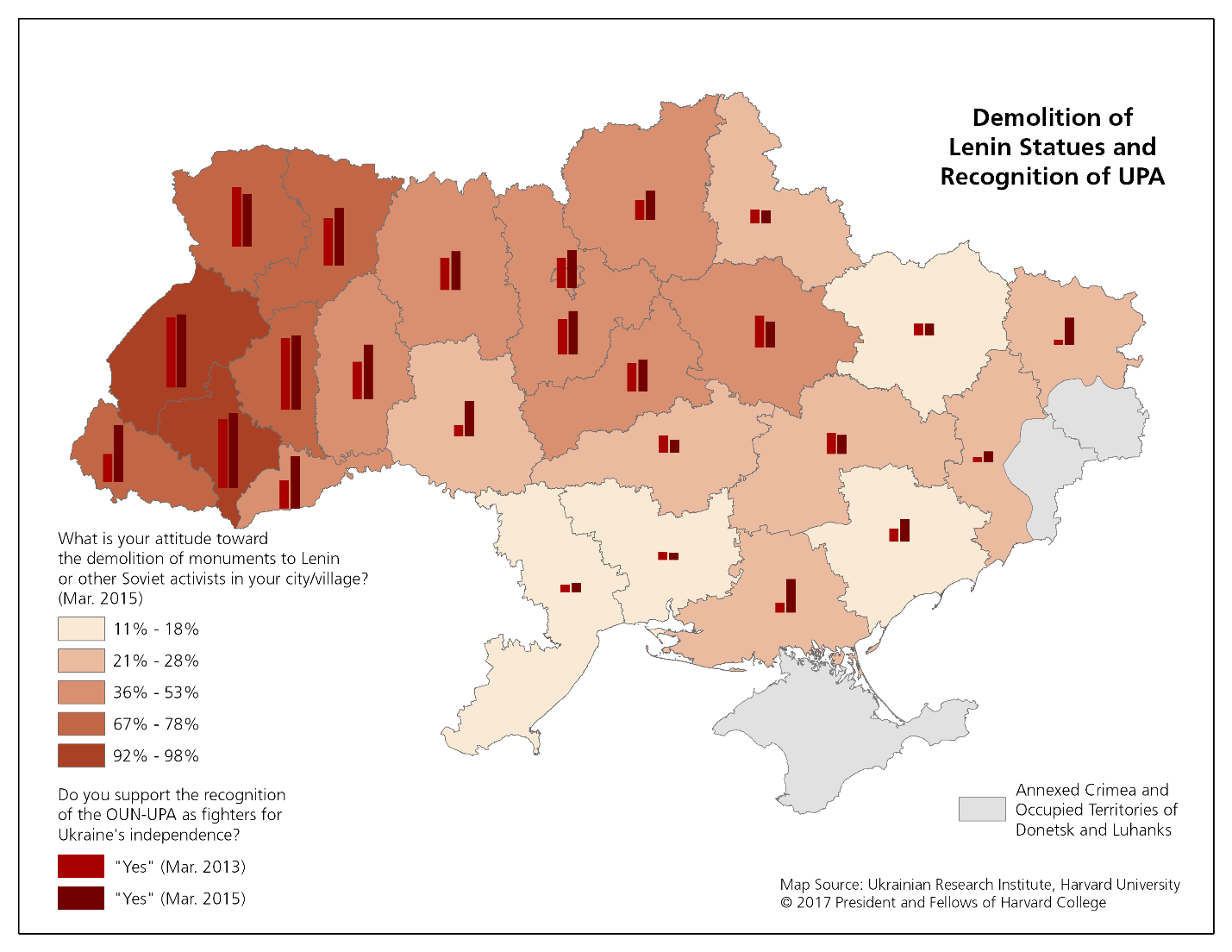 Map: Demolition of Lenin Statues and Recognition of UPA