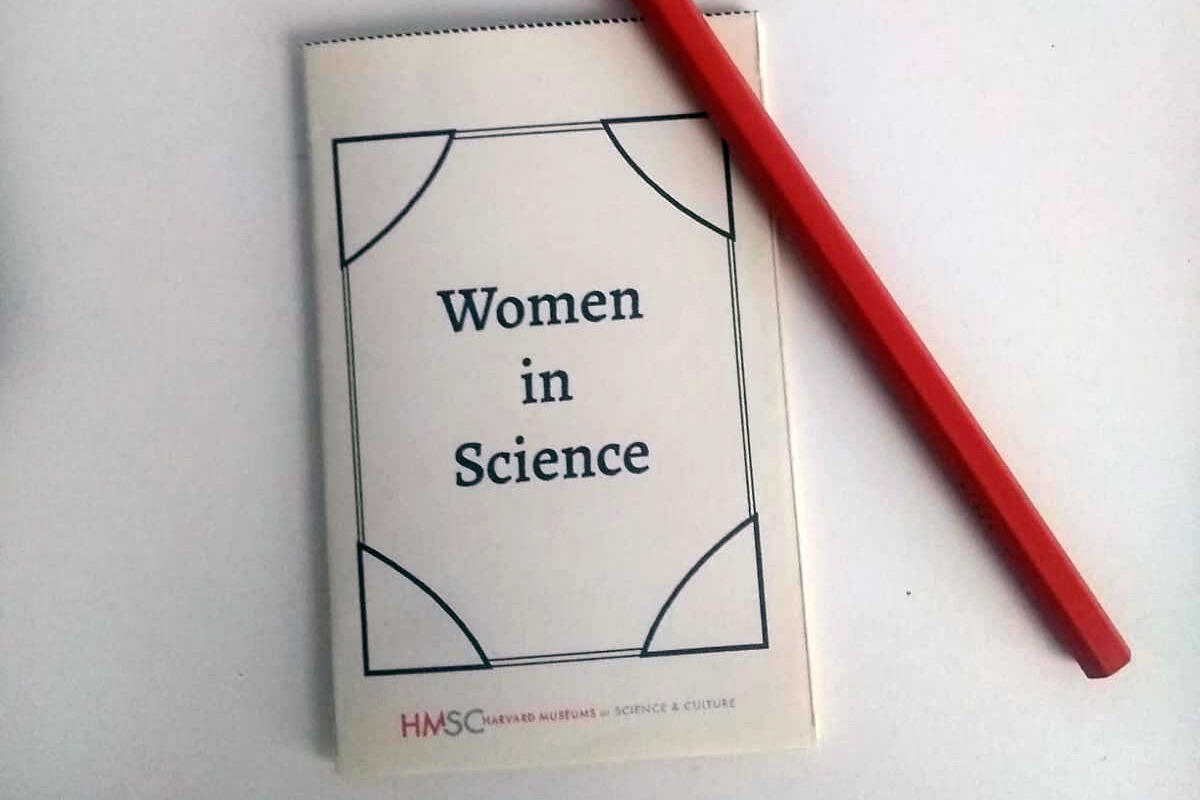 Mini Booklet with pencil and text "Women in Science" on cover.