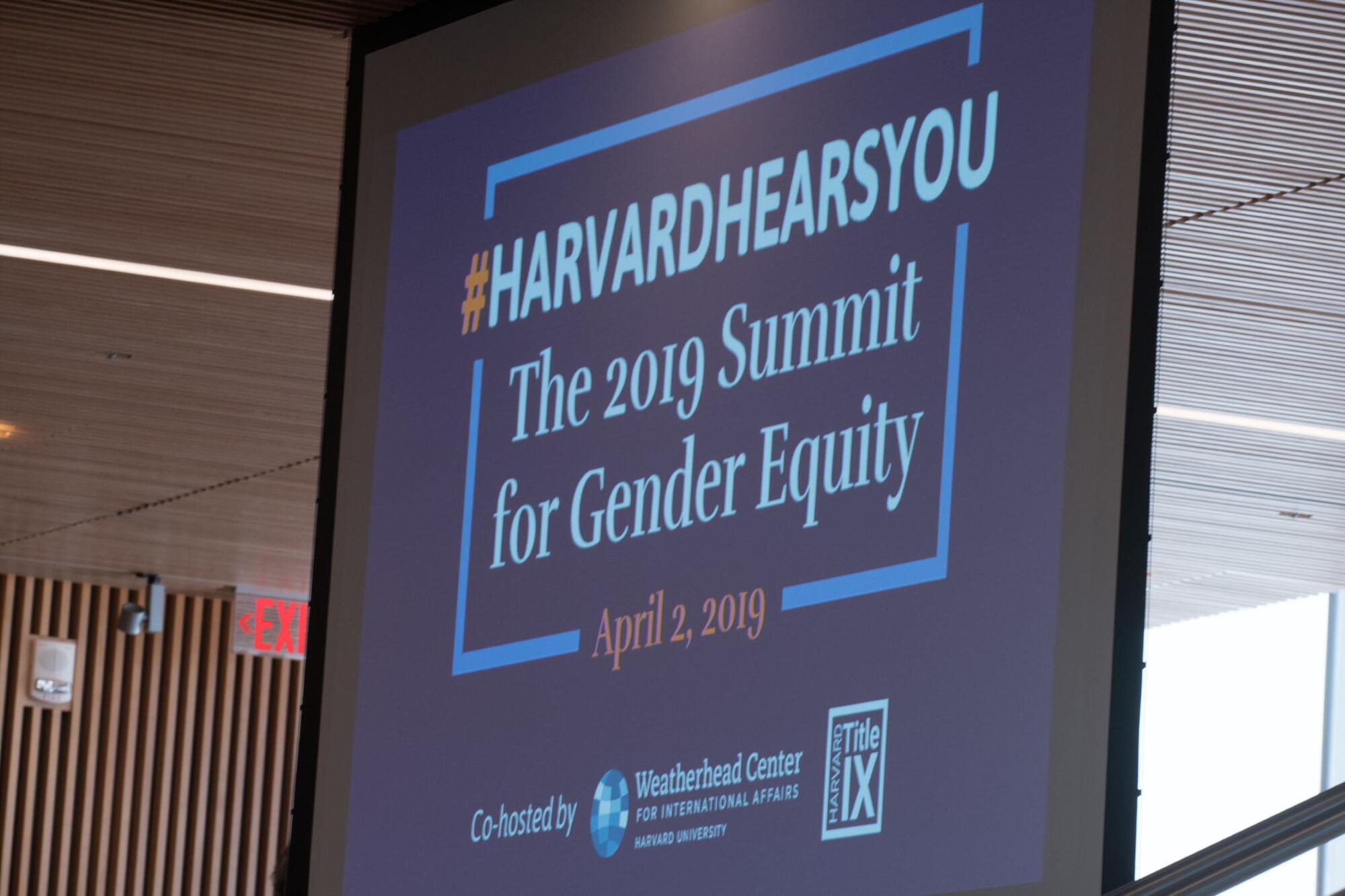 A presentation slide featuring the name and date of the 2019 Summit for Gender Equity