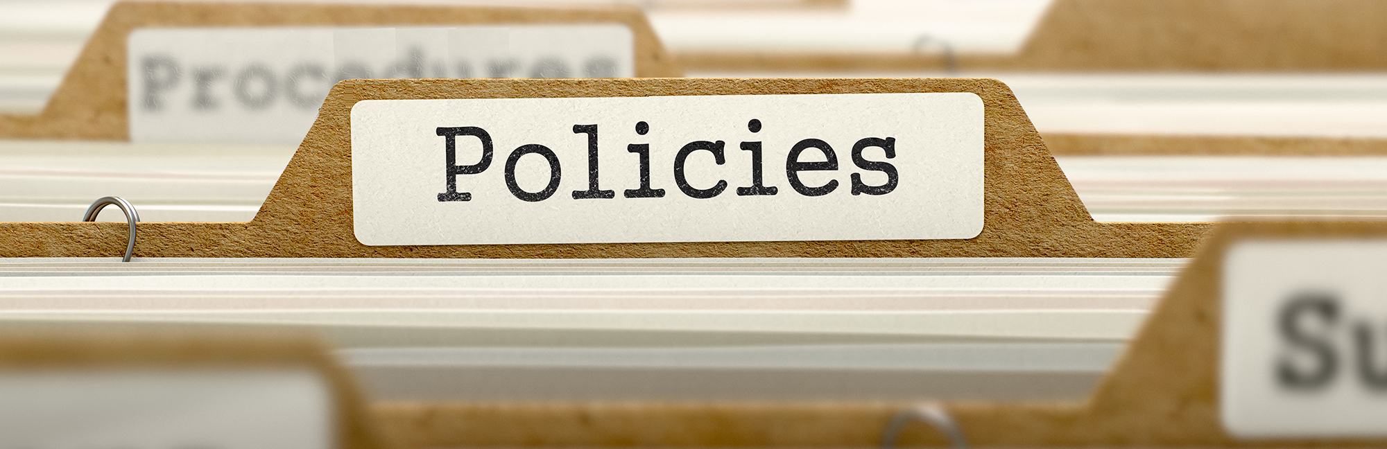 A series of folders labeled &quot;Policies&quot; and &quot;Procedures&quot;