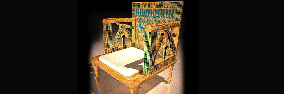 3D replica of a the golden throne of Queen Hetepheres.