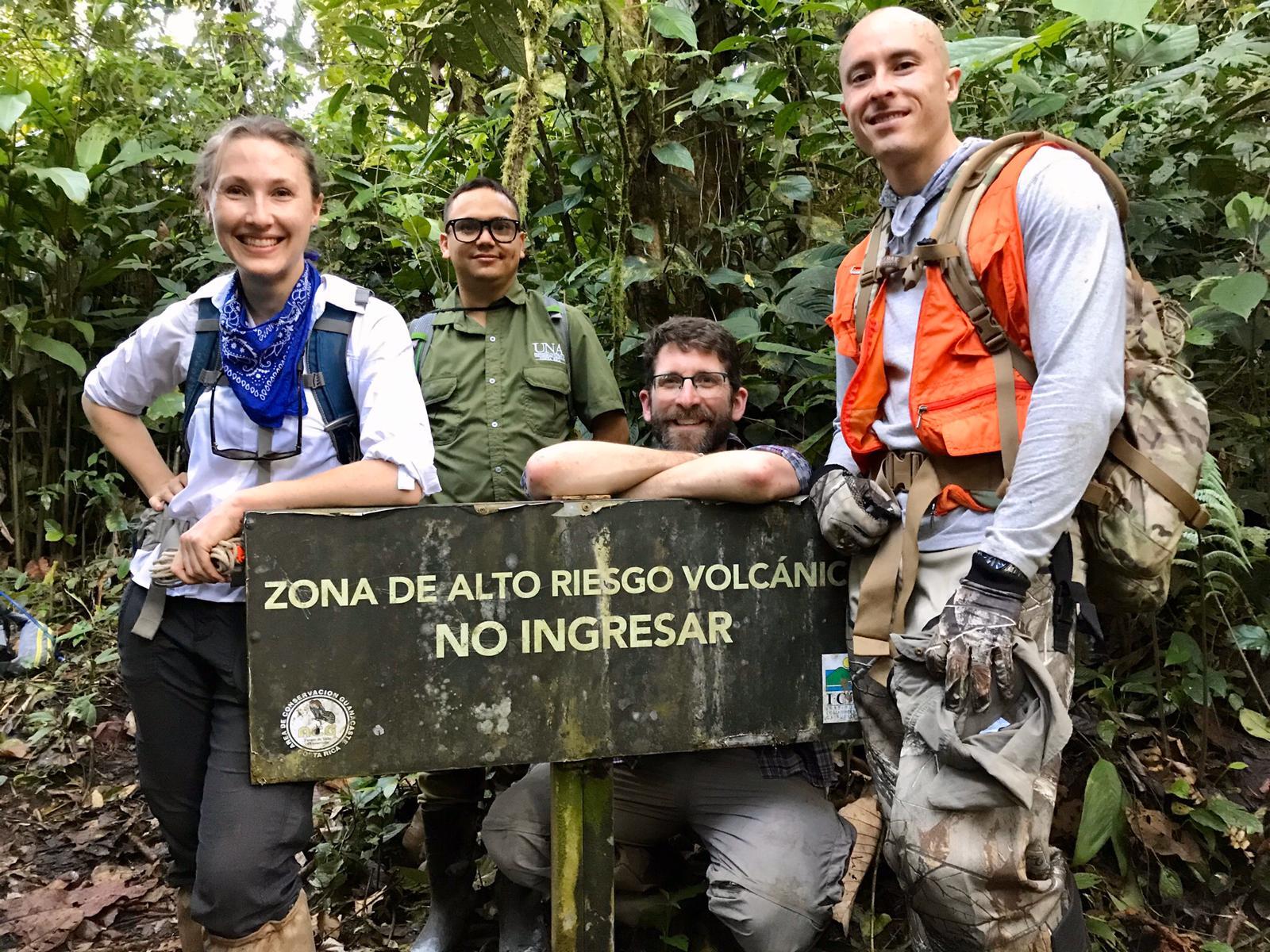 Costa Rica ELEVATE team with volcano sign