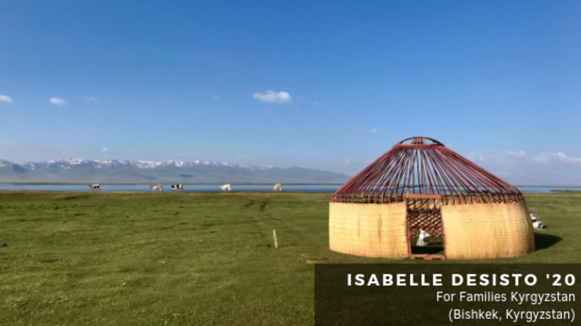 Image of yurt on a grassy plain in Kyrgyzstan 