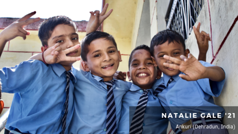 Image of four Indian kids wearing school uniforms