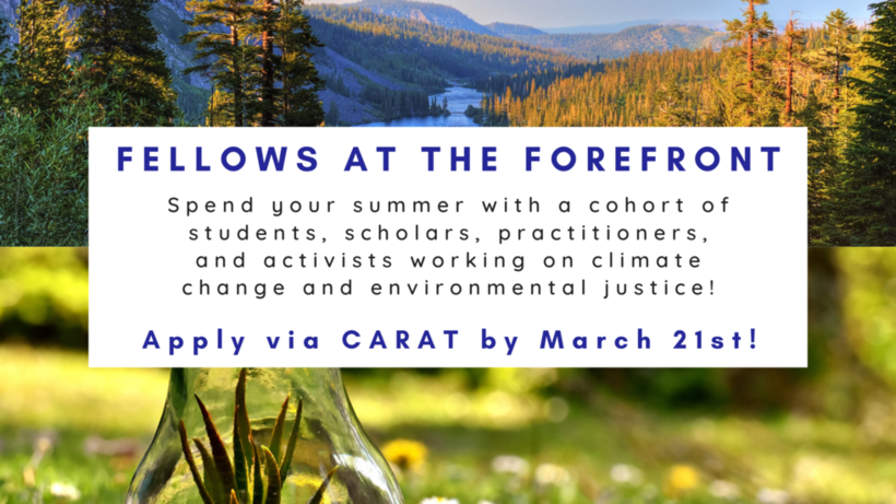 Spend your summer with a cohort of students, scholars, practitioners, and activists working on climate change and environmental justice! Apply by March 21st
