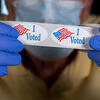 Stock image of an "I Voted" sticker.